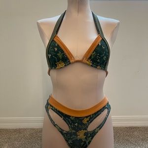 Cut out tie bikini and thong